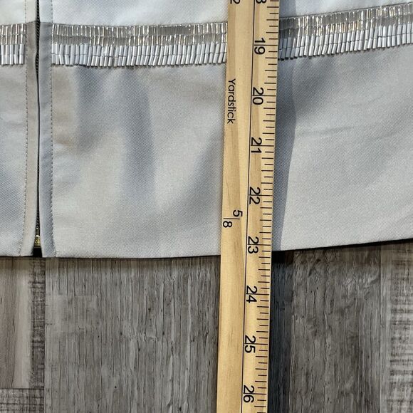 St. John Women Size 6 Limestone White Gold Hand Beaded Shimmer Silk Lined Jacket - Picture 7 of 12